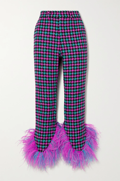 유럽직배송 아레아 스키니팬츠 AREA Feather-trimmed tweed skinny-leg pants 32027475400327003