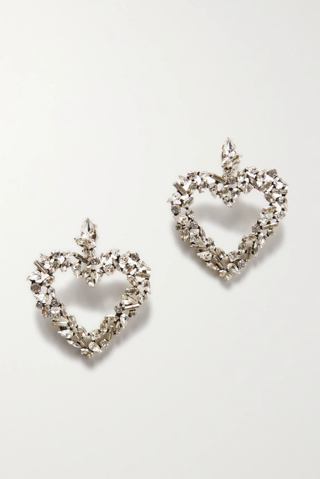 유럽직배송 생로랑 귀걸이 SAINT LAURENT Oversized silver-tone crystal clip earrings 29419655932115075