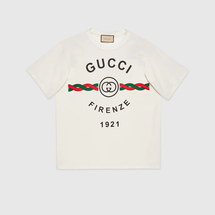 유럽직배송 구찌 GUCCI Gucci - Cotton jersey &#039;Gucci Firenze 1921&#039; T-shirt 616036XJD7T9095