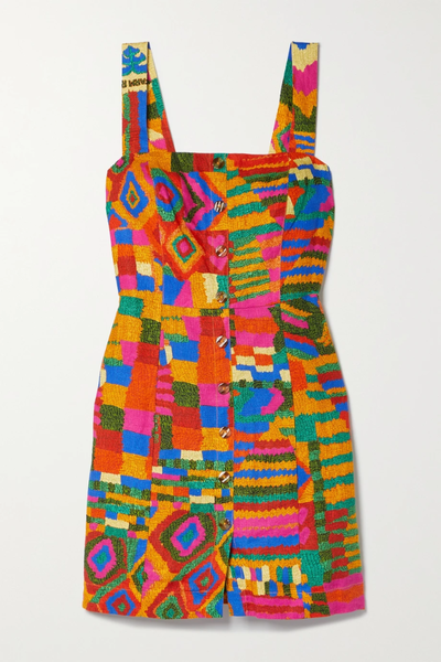 유럽직배송 FARM RIO Printed linen-blend mini dress 38063312420557368
