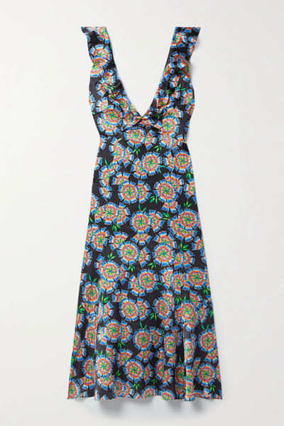 유럽직배송 살로니 원피스 SALONI Holly ruffled floral-print silk midi dress 33258524072794975