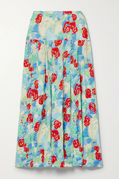 유럽직배송 릭소 스커트 RIXO Nancy pleated floral-print voile midi skirt 38063312420391600