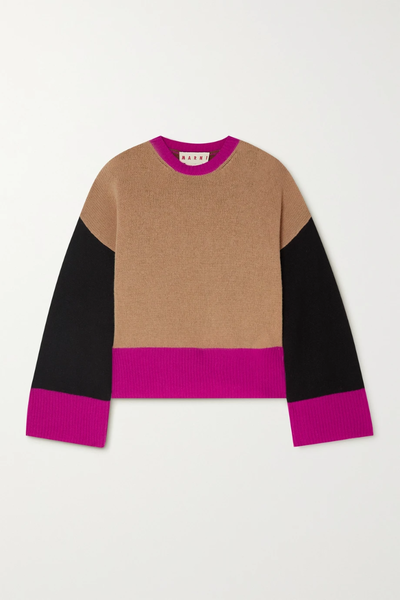 유럽직배송 마르니 스웨터 MARNI Color-block cashmere sweater 25185454456035651