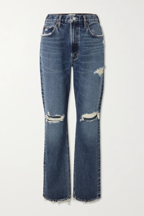유럽직배송 에이골디 청바지 AGOLDE + NET SUSTAIN Mason distressed high-rise straight-leg organic jeans 33258524072661591