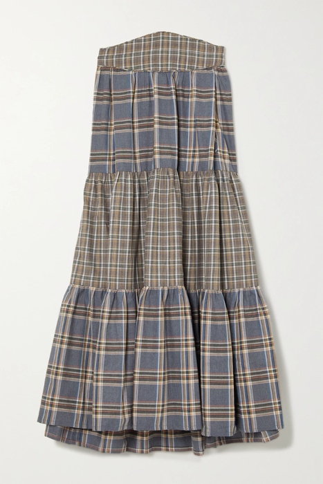 유럽직배송 ANNA MASON Tati tiered checked cotton-flannel maxi skirt 25185454456204914