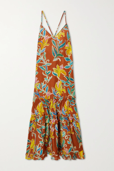 유럽직배송 라더블제이 원피스 LA DOUBLEJ Radiosa tiered floral-print cotton and silk-blend voile maxi dress 34344356236743298