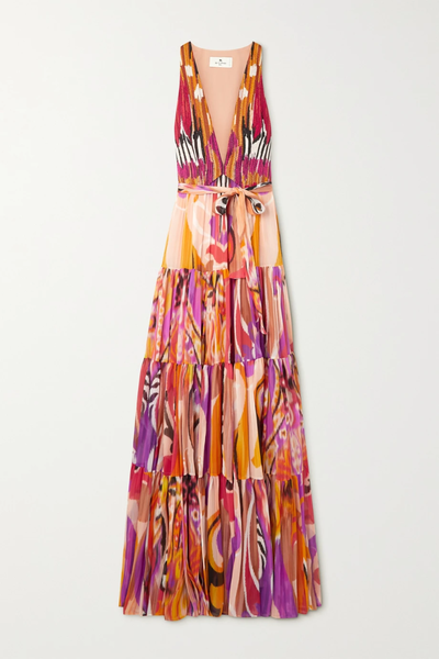 유럽직배송 에트로 원피스 ETRO Belted bead-embellished tiered printed silk maxi dress 25185454456076551