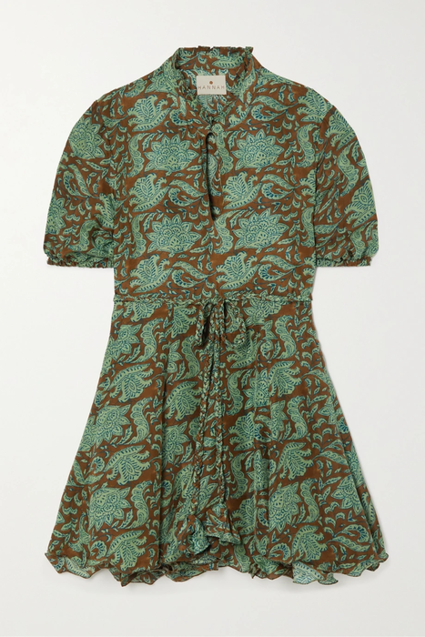 유럽직배송 HANNAH ARTWEAR Gaia belted floral-print silk-habotai mini dress 36856120584999345