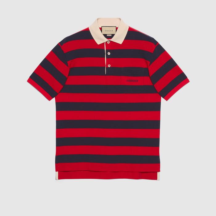 유럽직배송 구찌 GUCCI Gucci Striped cotton polo shirt 692135XJD756268