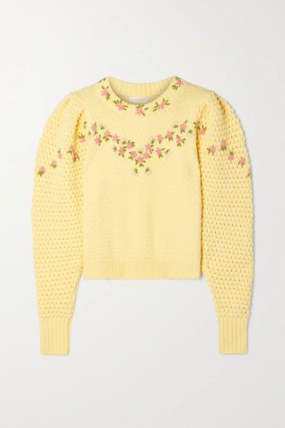 유럽직배송 러브샤크팬시 스웨터 LOVESHACKFANCY Kenzly embroidered cotton-blend sweater 33258524072012768