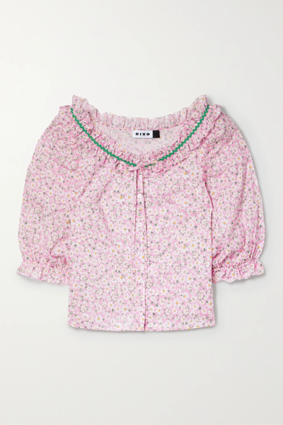 유럽직배송 릭소 블라우스 RIXO Havana ric rac-trimmed ruffled floral-print cotton-voile blouse 38063312420391588