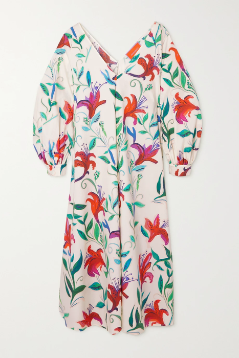 유럽직배송 라더블제이 원피스 LA DOUBLEJ Bali gathered floral-print cotton-poplin midi dress 34344356236743236