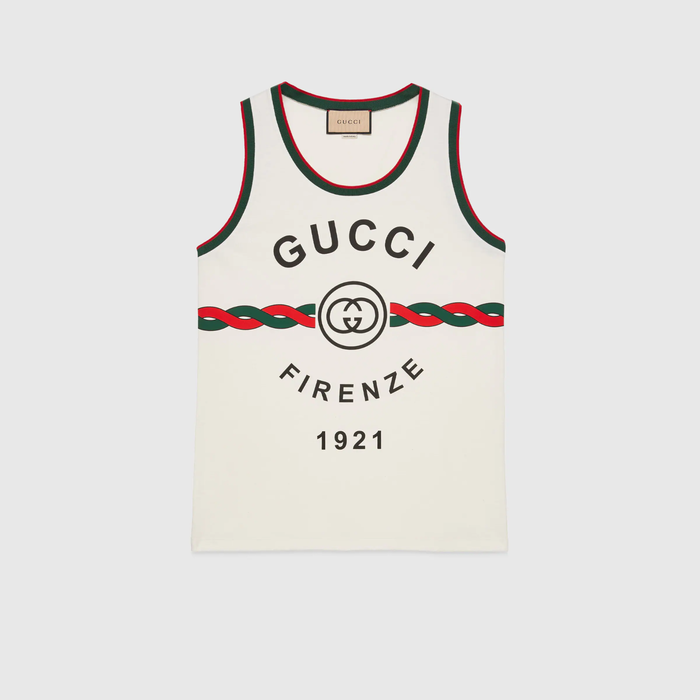 유럽직배송 구찌 GUCCI Gucci - Cotton jersey &#039;Gucci Firenze 1921&#039; tank top 692145XJD839095