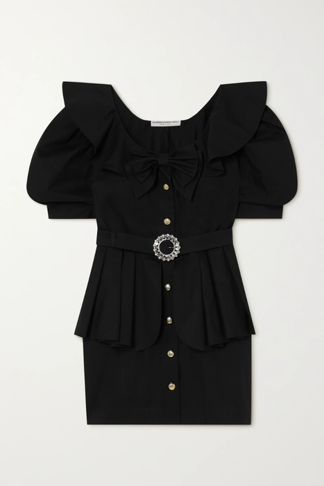 유럽직배송 알렉산드라리치 미니원피스 ALESSANDRA RICH Bow-detailed cotton-poplin peplum mini dress 33258524072675277