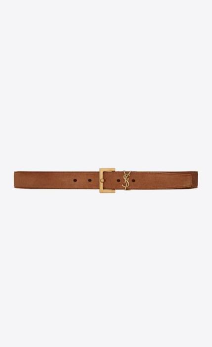 유럽직배송 입생로랑 여성벨트 SAINT LAURENT monogramme belt with square buckle in suede 634437C0X0W6309