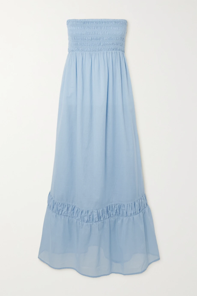 유럽직배송 SKIN Benica strapless smocked cotton-voile maxi dress 36856120584982271