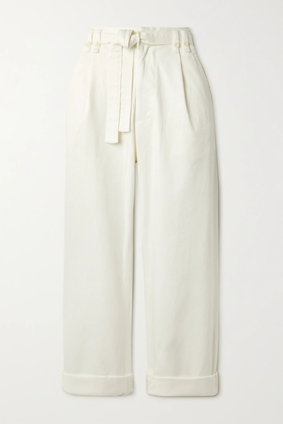 유럽직배송 프로엔자슐러화이트라벨 팬츠 PROENZA SCHOULER WHITE LABEL Cropped belted cotton-blend twill wide-leg pants 36856120585160978