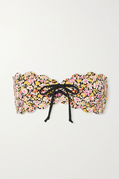 유럽직배송 MARYSIA Riviera reversible scalloped floral-print stretch-crepe bandeau bikini top 27086482324418644