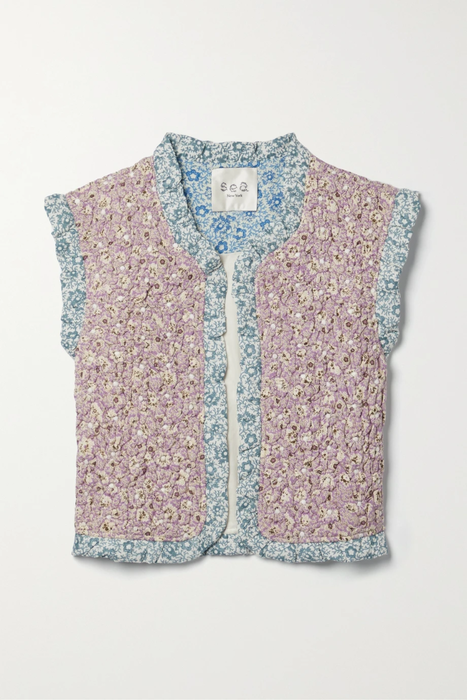 유럽직배송 Sea SEA Ida ruffled floral-print cotton-cloqué vest 32027475399500810