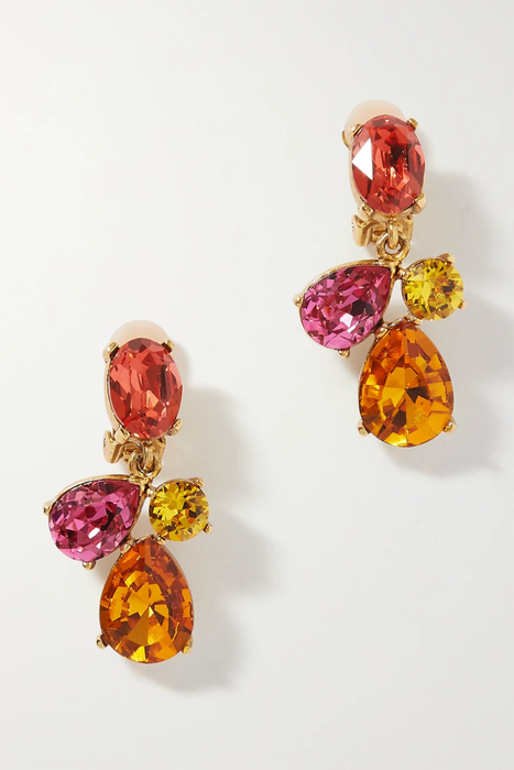 유럽직배송 오스카르데라렌타 귀걸이 OSCAR DE LA RENTA Candy Drop gold-tone crystal clip earrings 33258524072354341