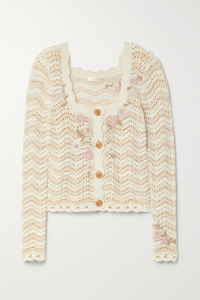 유럽직배송 러브샤크팬시 가디건 LOVESHACKFANCY Leonel embroidered pointelle-knit cotton cardigan 33258524072012788