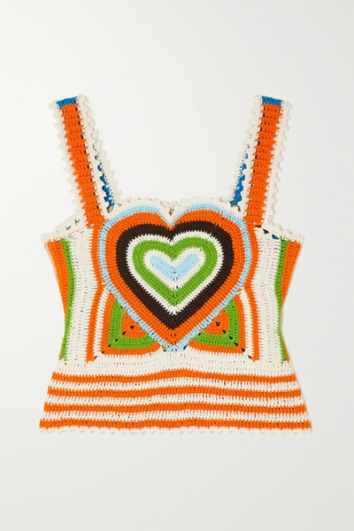 유럽직배송 앤더슨벨 ANDERSSON BELL Love Riri cropped striped crocheted cotton top 32027475400251878