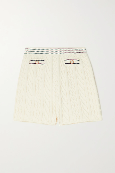 유럽직배송 알렉산드라리치 ALESSANDRA RICH Embellished cable-knit cotton-blend shorts 33258524072674887