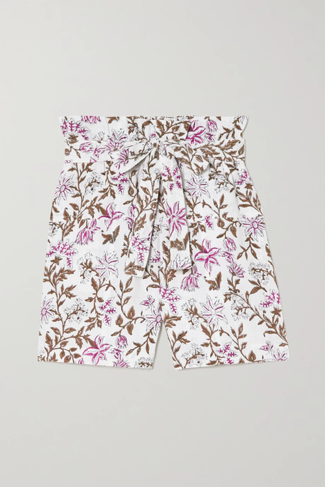 유럽직배송 HANNAH ARTWEAR Lucia belted floral-print linen shorts 36856120584999535