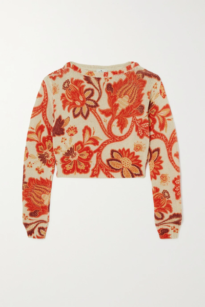 유럽직배송 에트로 스웨터 ETRO Cropped printed silk and linen-blend sweater 34344356236797560