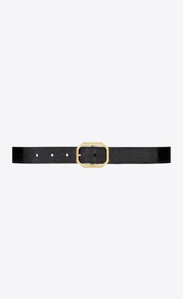 유럽직배송 입생로랑 여성벨트 SAINT LAURENT frame buckle belt in crocodile-embossed leather 6698891ZQ0J1000