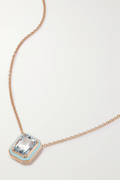 유럽직배송 셀림모우자나 목걸이 SELIM MOUZANNAR Mina 18-karat rose gold, enamel and aquamarine necklace 22250442025810339