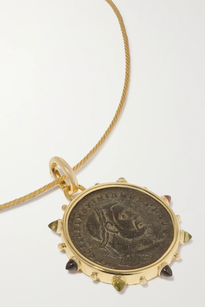 유럽직배송 두비니 목걸이 DUBINI Authentic Roman 18-karat gold, bronze, garnet and peridot necklace 38063312418321766