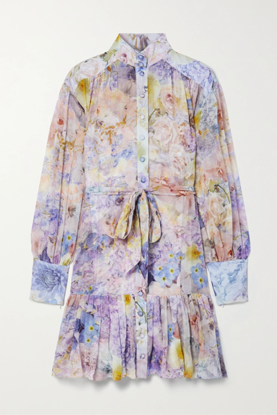 유럽직배송 짐머만 원피스 ZIMMERMANN Rhythmic belted floral-print cotton and silk-blend chiffon mini shirt dress 33258524072874845
