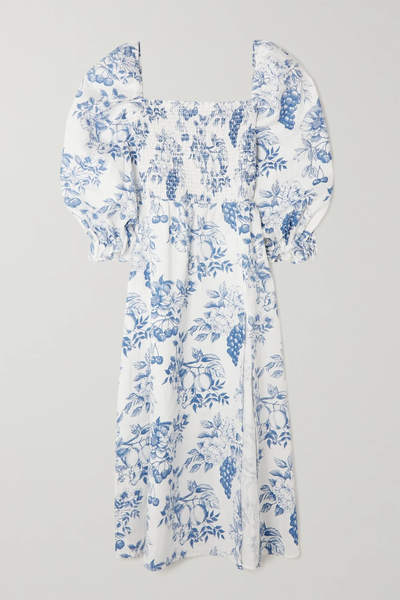 유럽직배송 리포메이션 원피스 REFORMATION Gitane shirred floral-print linen midi dress 42247633208499773
