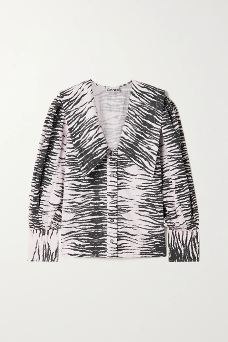 유럽직배송 가니 GANNI Tiger-print organic cotton-poplin blouse 29419655932387455