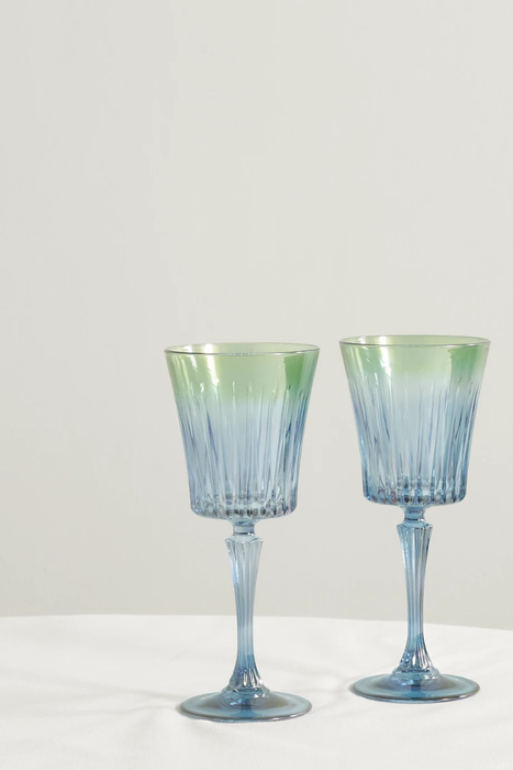 유럽직배송 LUISA BECCARIA Shaded set of two iridescent degradé water glasses 36594538429970247