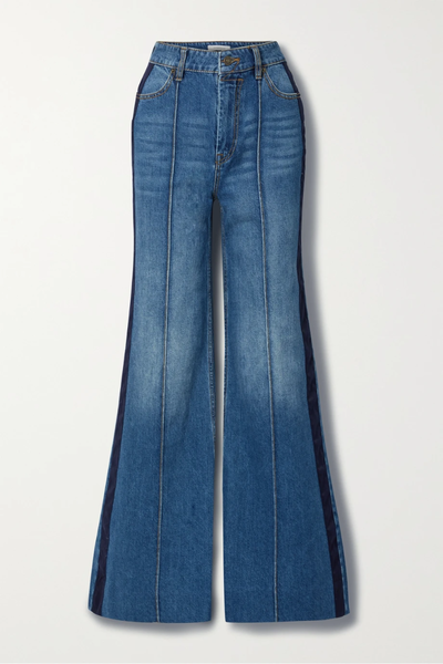 유럽직배송 짐머만 청바지 ZIMMERMANN Rhythmic satin-trimmed high-rise flared jeans 33258524072874843