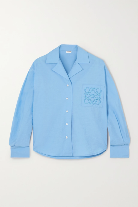 유럽직배송 로에베 LOEWE Embroidered cotton-blend poplin shirt 33258524072910630