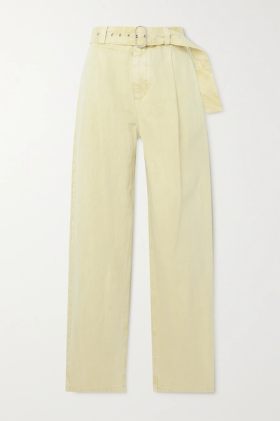 유럽직배송 질샌더 팬츠 JIL SANDER Belted pleated cotton-canvas straight-leg pants 24772899113281574