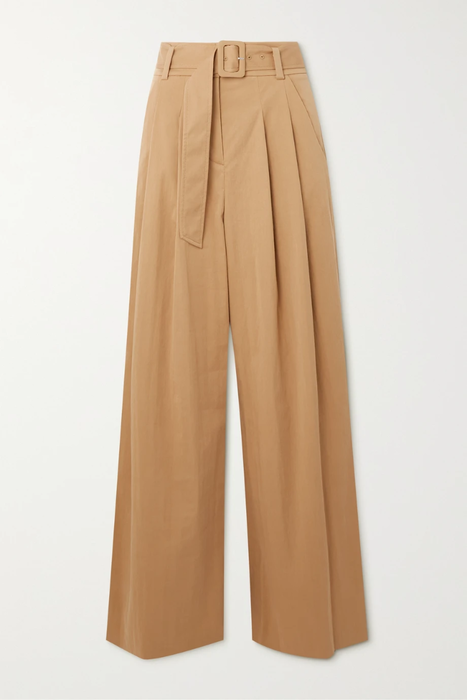 유럽직배송 베로니카비어드 팬츠 VERONICA BEARD Maliyah belted pleated stretch cotton-blend canvas wide-leg pants 33258524072822162