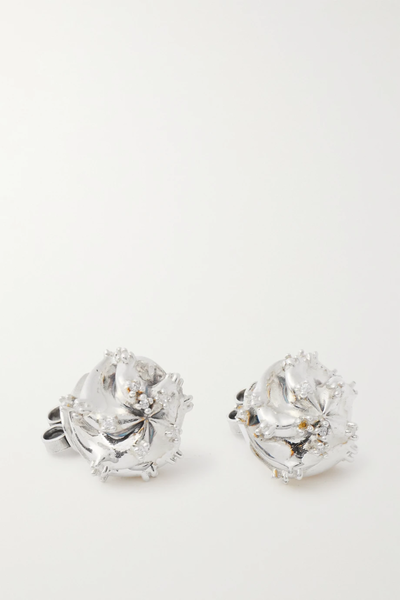유럽직배송 보테가베네타 귀걸이 BOTTEGA VENETA Gold-tone and silver cubic zirconia earrings 42247633209049570