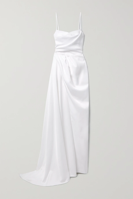 유럽직배송 라사리오 RASARIO Asymmetric draped duchesse-satin gown 29419655932366395