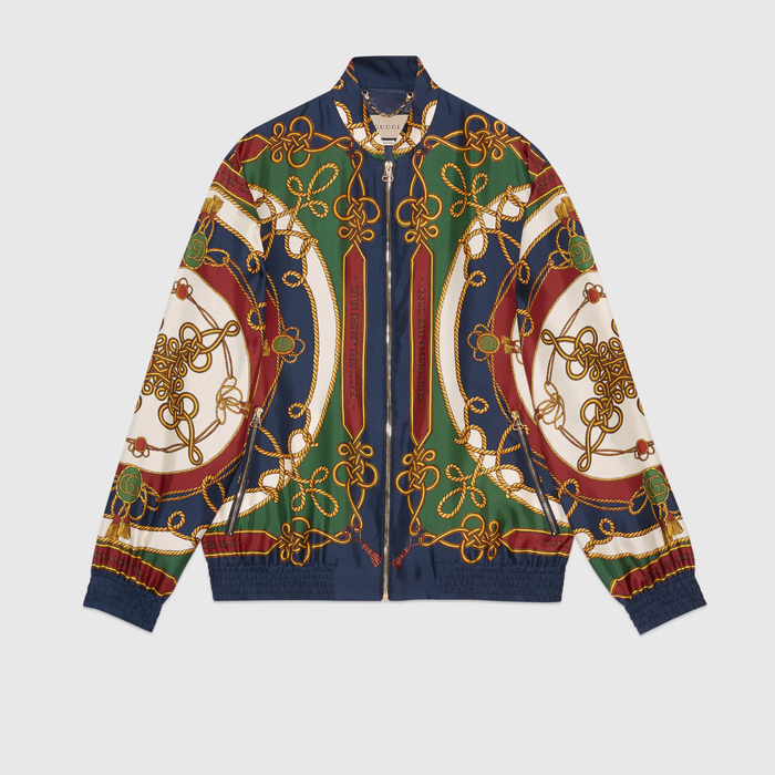 유럽직배송 구찌 GUCCI Gucci Silk jacket with torchon printed 690277ZAITD4759