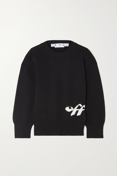 유럽직배송 오프화이트 스웨터 OFF-WHITE Intarsia cotton-blend sweater 38063312418468476