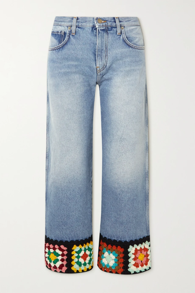 유럽직배송 알라누이 청바지 ALANUI Positive Vibes cropped crochet-trimmed high-rise straight-leg jeans 25185454455940657