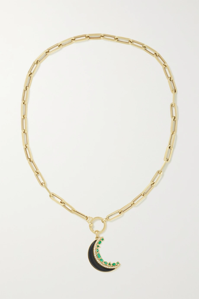 유럽직배송 SORELLINA Crescent 18-karat gold multi-stone necklace 43769801097807624