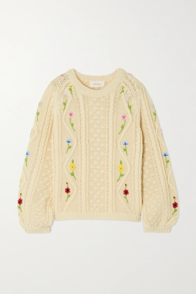 유럽직배송 THE GREAT. Embroidered cable-knit cotton-blend sweater 32027475400140214