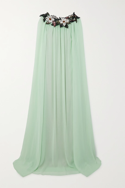 유럽직배송 오스카르데라렌타 OSCAR DE LA RENTA Cape-effect embellished silk-chiffon gown 36856120585602157