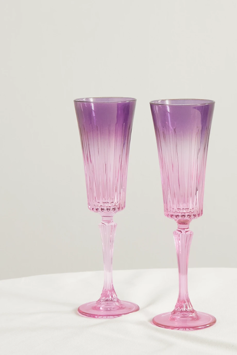 유럽직배송 LUISA BECCARIA Shaded set of two iridescent degradé flute glasses 36594538429970255