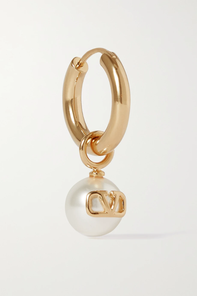 유럽직배송 발렌티노 싱글 귀걸이 VALENTINO Gold-tone and faux pearl single earring 33258524072225536